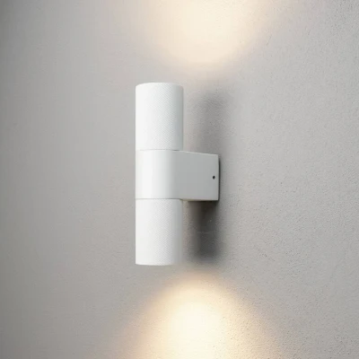 Afbeelding van Buitenwandlamp Temi, wit, breedte 11 cm, aluminium, up/down