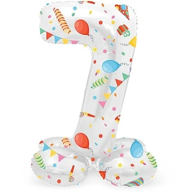 Afbeelding van Folat Staande folieballon Cijfer 7 Joyful Party 72 cm