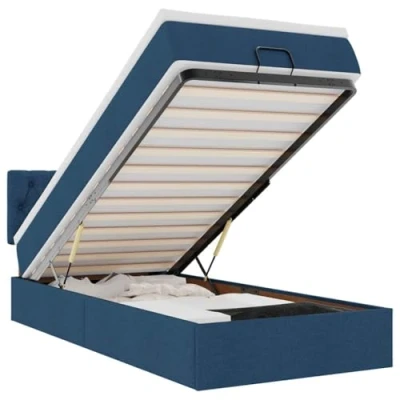 Afbeelding van vidaXL Bed met matras 90x200 cm stof blauw