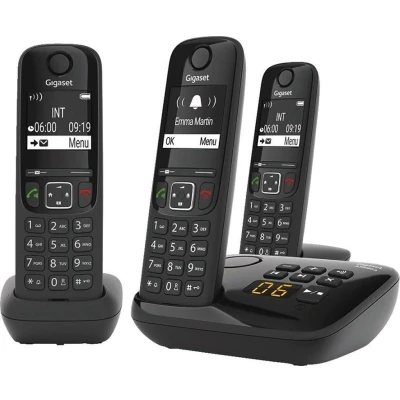 Afbeelding van Gigaset AS690A Trio DECT draadloze telefoon met antwoordapparaat, 2 extra handsets, zwart