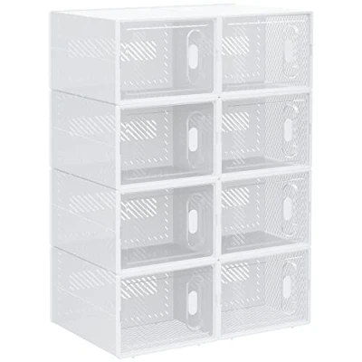 Afbeelding van HOMCOM 8 opbergdozen voor schoenen, modulair, met transparante deuren, afmetingen: 25 x 35 19 cm (l b h)