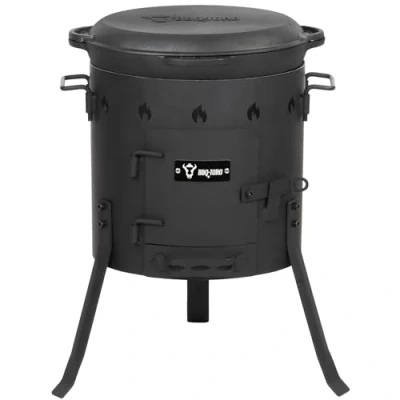 Afbeelding van BBQ Toro Kazan gietijzer met oven Ø 35 cm gietijzeren pan 12,1 liter deksel, goulashketel, vuurketel, buitenoven vuuroven, stoofpot, haard,
