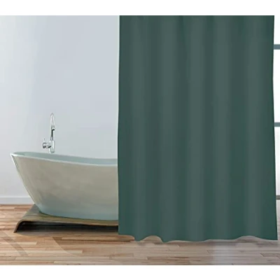Afbeelding van MSV Douchegordijn met ringen donkergroen gerecycled polyester 180 x 200 cm wasbaar Voor bad en douche