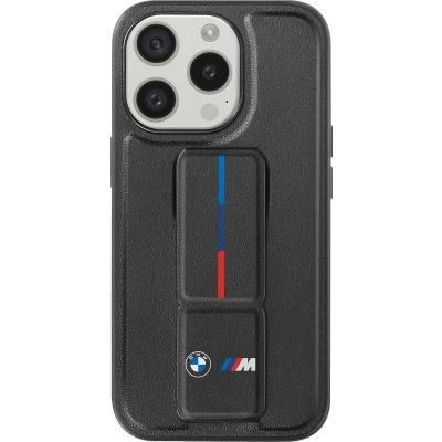 Afbeelding van BMW M Tricolor Grip Stand Back Case Geschikt voor Apple iPhone 15 Pro Max (6.7&quot;) Zwart