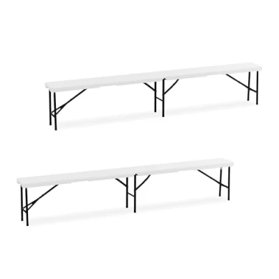 Afbeelding van Relaxdays bierbank inklapbare bank bierbankset campingbank 240 cm set van 2