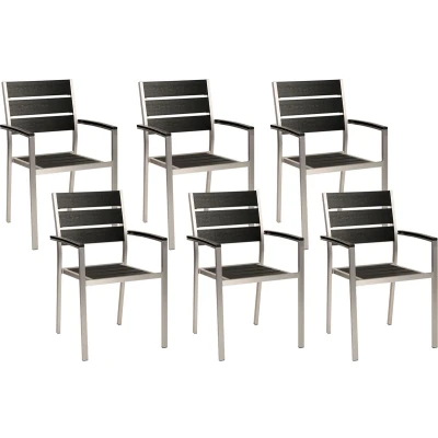 Afbeelding van VERNIO Tuinstoel set van 6 Zwart/Zilver Aluminium