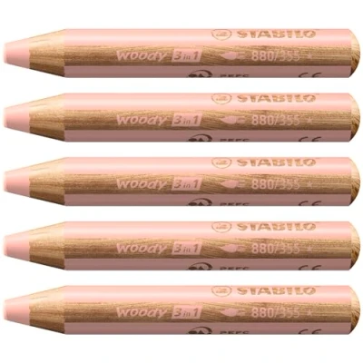 Image de STABILO Lot de 5 crayon aux talents multiples woody 3 in 1, rond, Chair