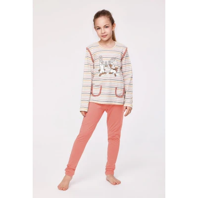 Afbeelding van Woody pyjama voor meisjes beige maat 14j