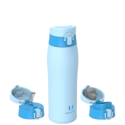 Afbeelding van Super Sparrow Gourde Isotherme INOX Bouteille 750ml thermos Enfant sans BPA Comprend 2 Couvercles avec Paille et Couvercle Sport