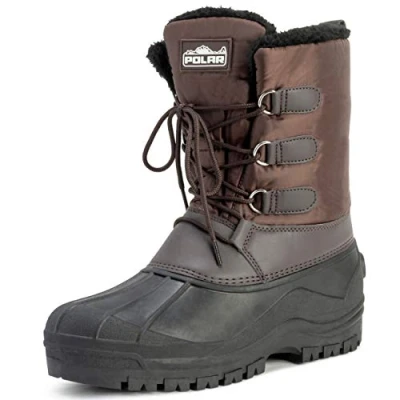 Afbeelding van Polar Mannen Modder Lacer Korte Nylon Winter Sneeuw Waterdichte Eend Laarzen, Bruin