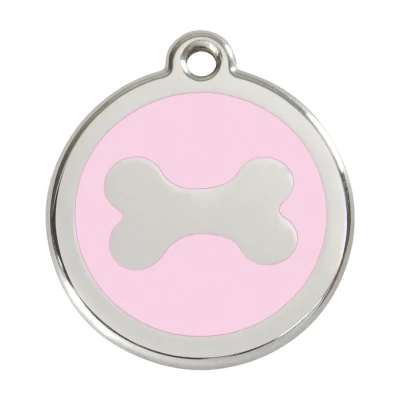 Afbeelding van Bone pink roestvrijstalen hondenpenning large/groot dia. 3,8 cm RedDingo