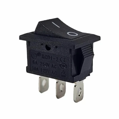 Afbeelding van KCD1 Mini tuimelschakelaar 19 x 13 mm 250 V 6 A 125 10 AC, 12 20 DC, (6 V, 9 24 AC/C), zwart, rechthoekig, 2 polig ON/ON