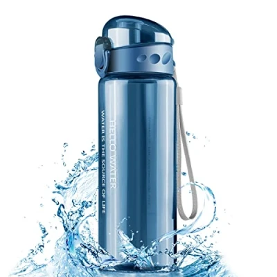 Afbeelding van Uootach Waterfles, 780 ml, sportfles, BPA vrij, lekvrij, met één druk op de knop te openen, voor sport, sportschool, fietsen, school, kantoor, camping (blauw)
