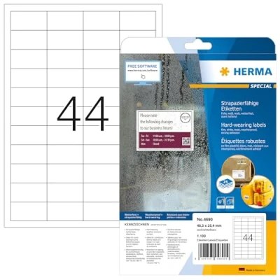 Afbeelding van Etiket HERMA 4690 48.3x25.4mm weerbestendig wit 1100stuks