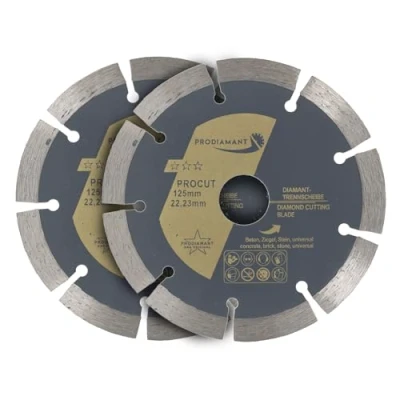 Afbeelding van PRODIAMANT set van 2 universele diamantdoorslijpschijven 125 x 22,2 mm beton, steen, baksteen 125mm diamantdoorslijpschijf 10mm segment