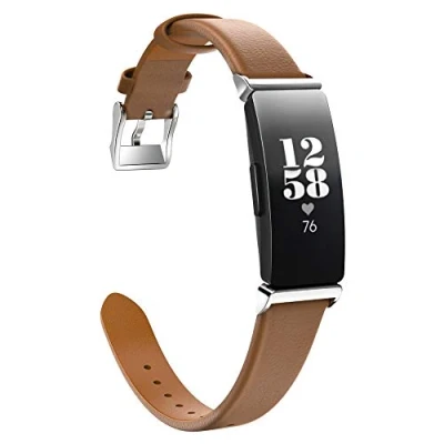 Afbeelding van MoKo Bandje compatibel met Fitbit Inspire/Inspire HR/Inspire 2, vervangende horlogeband van kunstleer bruin