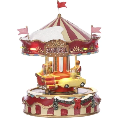 Afbeelding van LuVille Kerstdorp Miniatuur Kleine Draaimolen L13 x B13 H17,5 cm