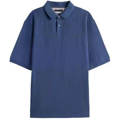 Afbeelding van Tommy Hilfiger heren 1985 regular fit polo met logoborduring in de kleur Staalblauw, maat: 5XL