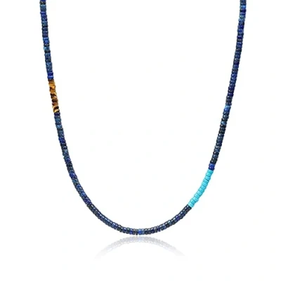 Afbeelding van COAI Uniseks halsketting met Heishi kralen van harde halfedelstenen, Steen, Lapis lazuli