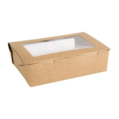 Afbeelding van Fiesta Compostable composteerbare saladebakken met PLA vensters 1600ml (200 stuks)
