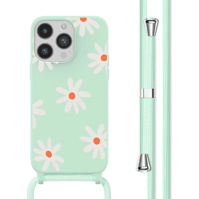 Afbeelding van imoshion hoesje Geschikt voor iPhone 14 Pro met koord Siliconen design Meerkleurig / Green Flower Distance