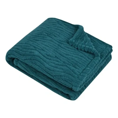 Afbeelding van stof Textiles Plaid / bankdeken bedsprei Columbia zeeblauw 180 x 220 cm zachte polyester 2 persoons