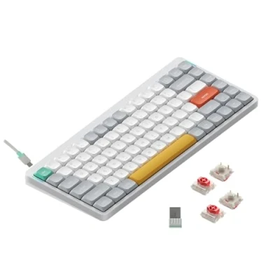 Afbeelding van Nuphy Air75 v2 QMK/Via mechanisch toetsenbord, 75% draadloos toetsenbord met laag profiel, Bluetooth 5.1, 2,4 GHz en bekabelde verbinding, compatibel Windows Mac OS systemen, Ionic White