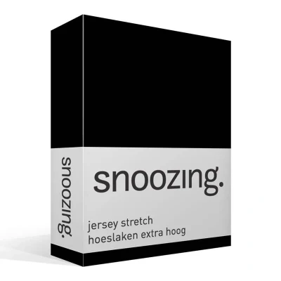 Afbeelding van Snoozing Jersey Stretch Hoeslaken Extra Hoog Eenpersoons 70/80x200/220 cm Zwart