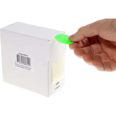 Afbeelding van Rillprint ronde etiketten, diameter 35 mm, rol van 500 stuks, fluo groen etiket