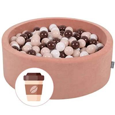 Afbeelding van KiddyMoon Schuimrubber ballenbad voor baby&#039;s van 90 x 30 cm, 200 ballen met een diameter 7 gecertificeerde productie in de EU, koffie: Wit/pastelbeige/bruin.