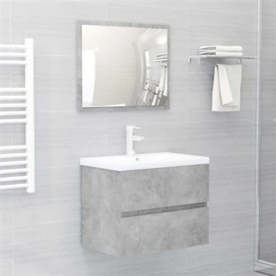 Image de vidaXL Ensemble de meubles salle bain gris béton bois ingénierie3071589