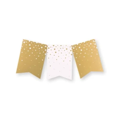 Afbeelding van Paperdreams Classy party flag banner gold/white Bubbles