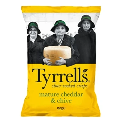 Image de Tyrrells Cheddar et chips de ciboulette, 150 g
