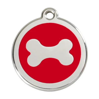 Afbeelding van Bone red roestvrijstalen hondenpenning large/groot dia. 3,8 cm RedDingo