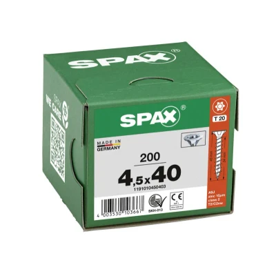 Afbeelding van Spax spaanplaatschroeven platverzonken kop verzinkt T Star T20 4.5x40mm (per 200 stuks)