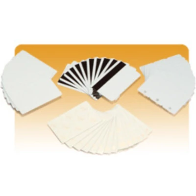 Afbeelding van Zebra white PVC cards 10 mil adhesive back with 14 Mylar release liner 24 total thickness (500 cards)