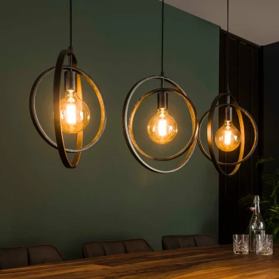 Afbeelding van Hoyz Industriele Hanglamp 3 Lampen Turn Around Zwart