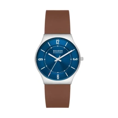 Afbeelding van Skagen Herenhorloge Grenen met drie wijzers, van ten minste 50% gerecycled roestvrij staal, zilverkleurig, SKW6852, Zilver (zilver), Riem