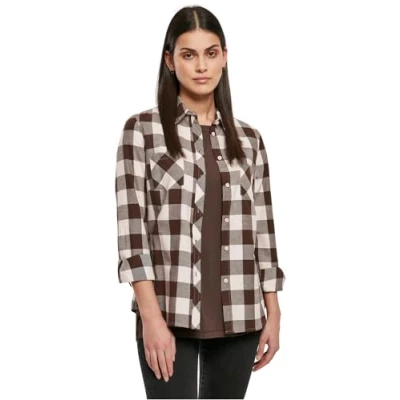 Afbeelding van Urban Classics Overhemdblouse, Dames, Maat: 3XL, Pink brown