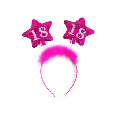 Afbeelding van PartyDeco OP18 KARTON 18e verjaardag hoofdband met veren en sterren voor meisjes