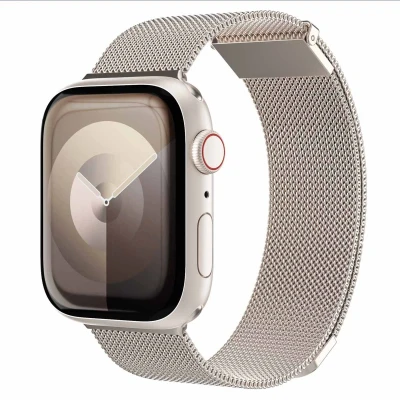 Afbeelding van Vonmählen Milanesearmband 2 für Apple Watch 42/44/45/49mm Champagne (Roestvrij staal, Kijk op), Horlogebandjes, Goud