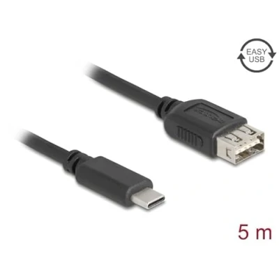 Afbeelding van Delock USB 2.0 kabel Type C Stecker zu EASY Typ A Buchse 5 m (5 m, 2.0),