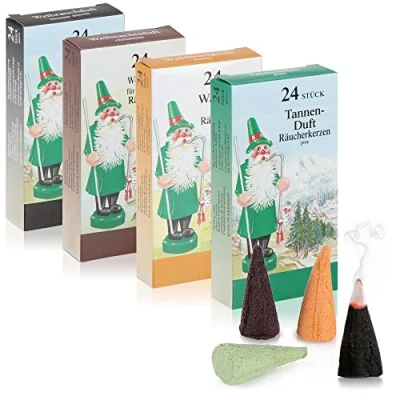 Afbeelding van COM FOUR® 96 x wierookkegels geurkegels in 4 tinten Kerstmis wierookstokjes voor advent en Erzgebirge met kerstgeur (096 stuks)