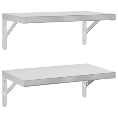 Afbeelding van vidaXL Wandschappen 2 st 50x30 cm roestvrijstaal zilverkleurig