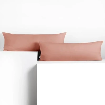 Afbeelding van DecoKing Amber zalm, set van 2 kussenslopen, 40 x 200 cm, katoen, met ritssluiting