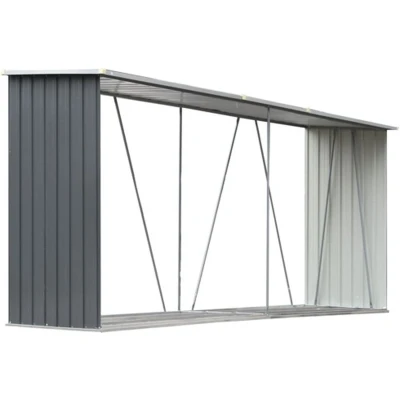 Afbeelding van Haardhoutschuur 330x84x152 cm gegalvaniseerd staal grijs