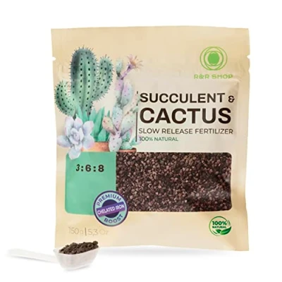 Afbeelding van R&amp;R SHOP Organische meststof voor vetplanten en cactussen, volledig organisch voedsel, langzame afgifte, perfect alle binnen buiten 150 g