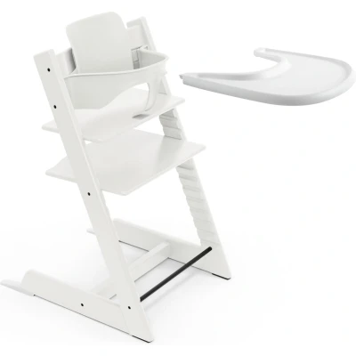 Afbeelding van Stokke Tripp Trapp kinderstoel (wit) met dienblad Incl. stoel, babyset 2 voor kinderen van 6 36 maanden en verstelbaar, ergonomisch gemakkelijk schoon