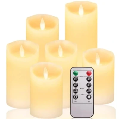 Afbeelding van HEPAZ Set van 6 led theelichtjes met timer, oplaadbare afstandsbediening, glinsterende badkamerdecoratie, tafeldecoratie voor de