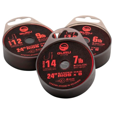 Afbeelding van Guru Super Pellet Waggler Bait Band 24&quot; (60cm) Size 20 0,15mm (8pcs) Witvis onderlijnen